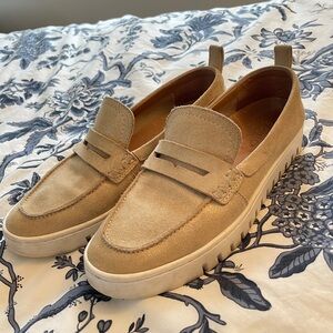 Vionic Women's Tan Suede Penny Loafers - Casual Platform Flats